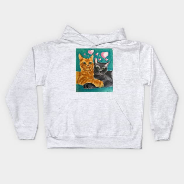 Soul Mates - Tabby Cats Kids Hoodie by dpenn